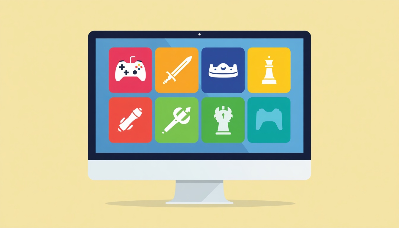Flat_illustration_of_a_PC_monitor_showing_colorful_game_icons_-_controller_swo