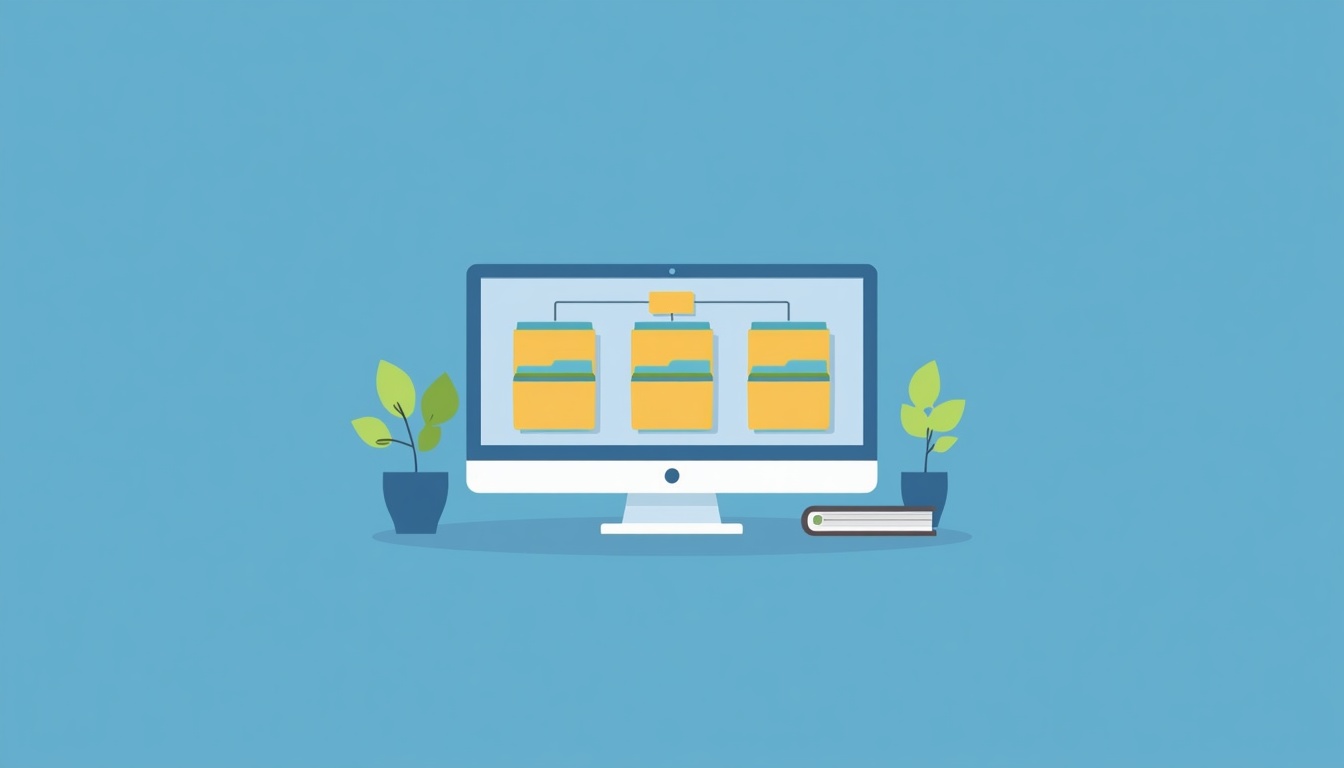 Flat_illustration_of_organized_folder_tree_structure_with_color-coded_folders_on