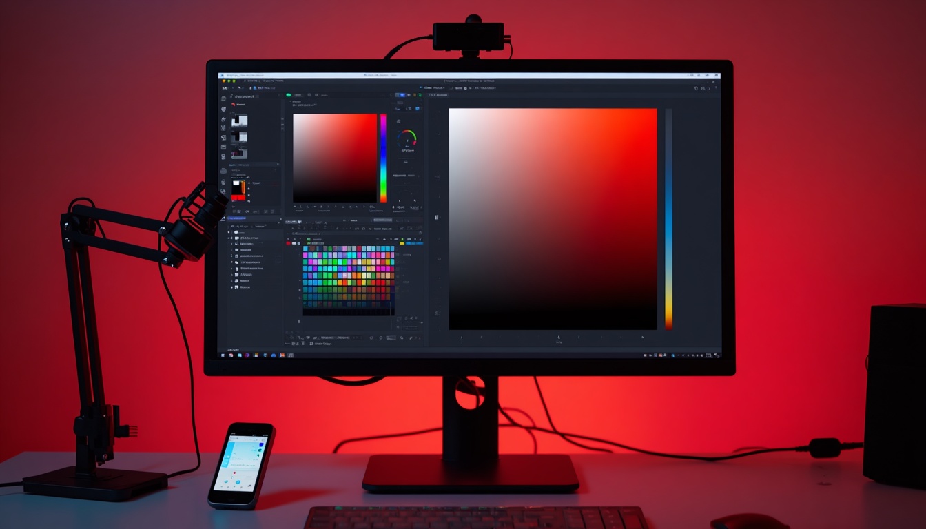 Professional_monitor_on_desk_showing_color_calibration_tool_and_color_chart_colo