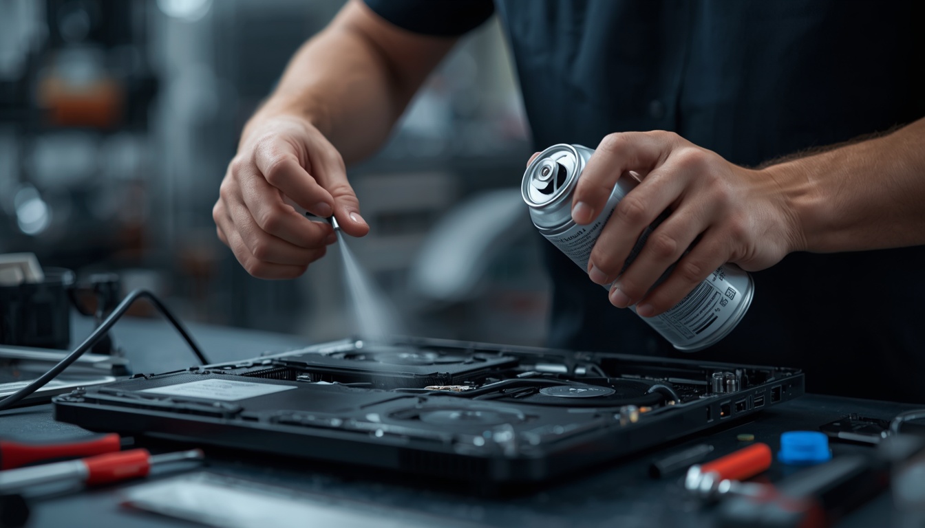 Technician_carefully_cleaning_laptop_cooling_system_with_compressed_air_can
